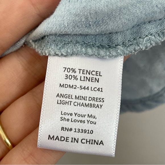 Show Me Your MuMu Angel Mini Dress Denim Chambray Size Large - Picture 6 of 6